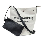 Saint Laurent Rive Gauche Bucket Bag Canvas Beige
