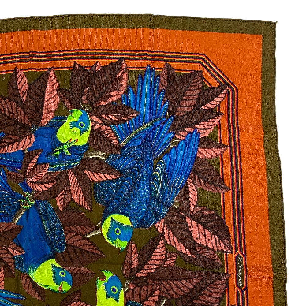 Hermes Carre Geant 90 les Perroquets Parrot Scarf Cover Ribbon High Multicolor — view 2