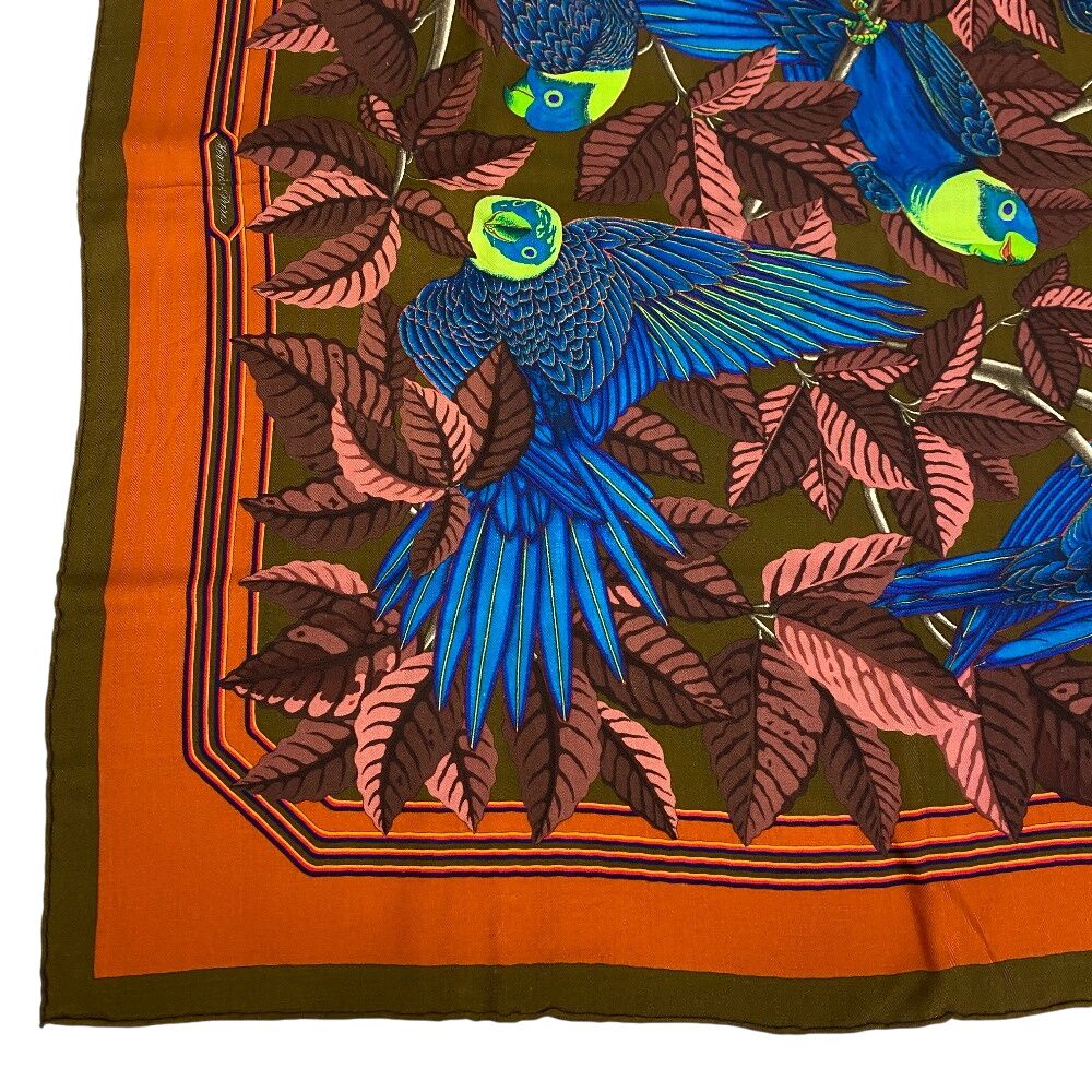 Hermes Carre Geant 90 les Perroquets Parrot Scarf Cover Ribbon High Multicolor — view 5