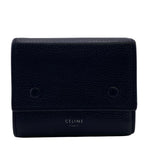 Celine Folded Multi Function Trifold Wallet Coin Purse Bill Black