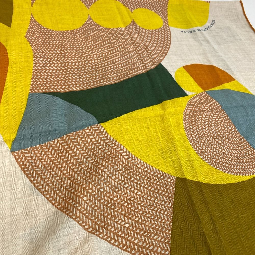 Hermes Carre Geant 140 Shawl Mon Premier Galop Scarf Cover Ribbon High Beige — view 6
