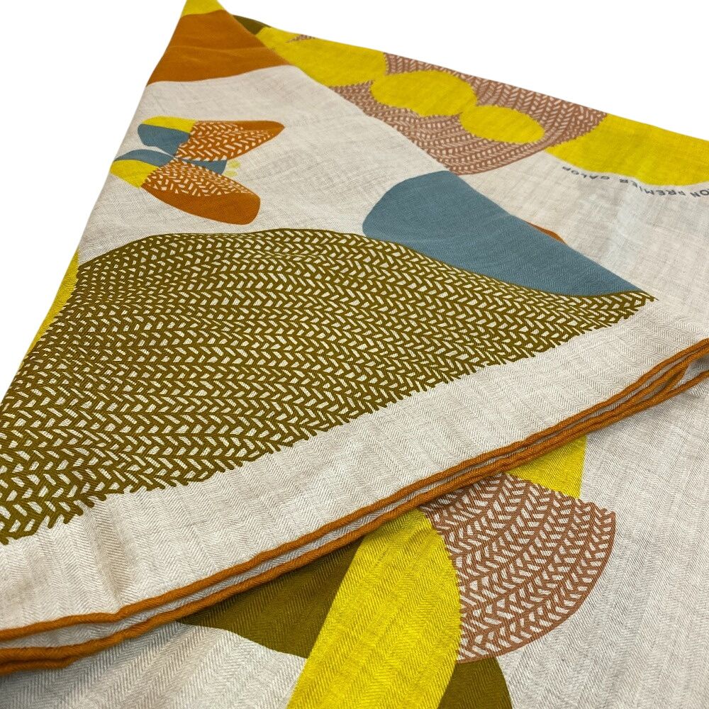Hermes Carre Geant 140 Shawl Mon Premier Galop Scarf Cover Ribbon High Beige — view 5