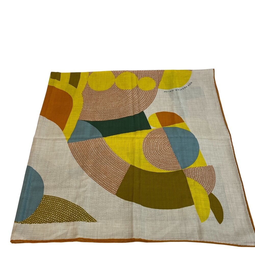 Hermes Carre Geant 140 Shawl Mon Premier Galop Scarf Cover Ribbon High Beige — view 7
