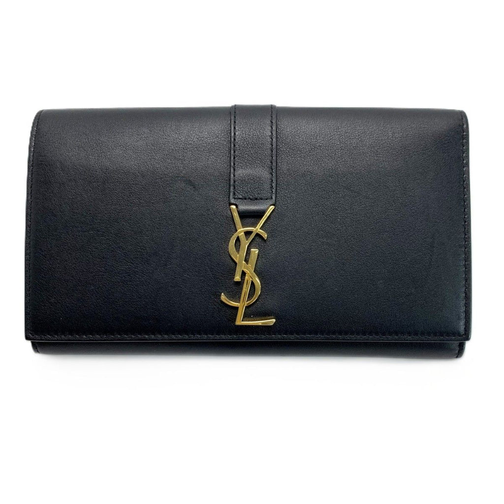 Saint Laurent Wallet Bifold YSL Logo Gold Black