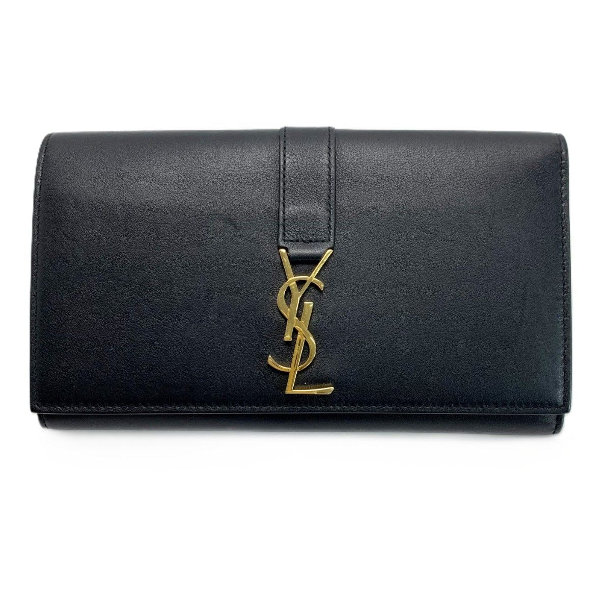 Saint Laurent Wallet Bifold YSL Logo Gold Black