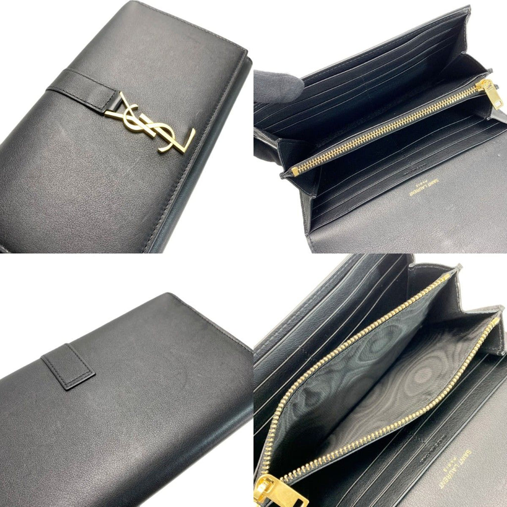 Saint Laurent Wallet Bifold YSL Logo Gold Black — view 6