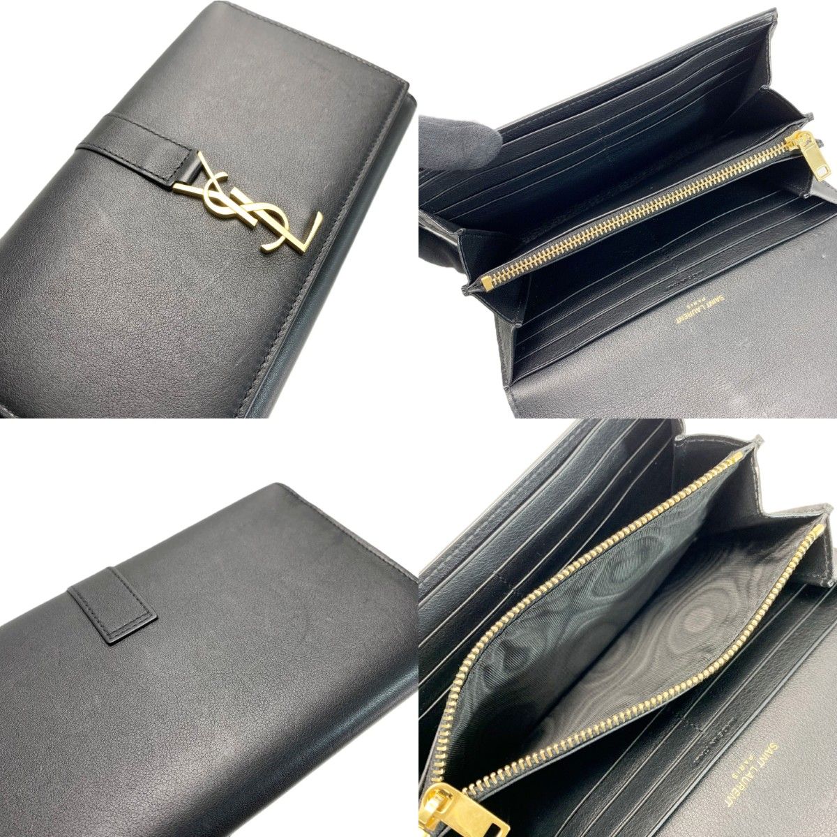 Saint Laurent Wallet Bifold YSL Logo Gold Black — view 6