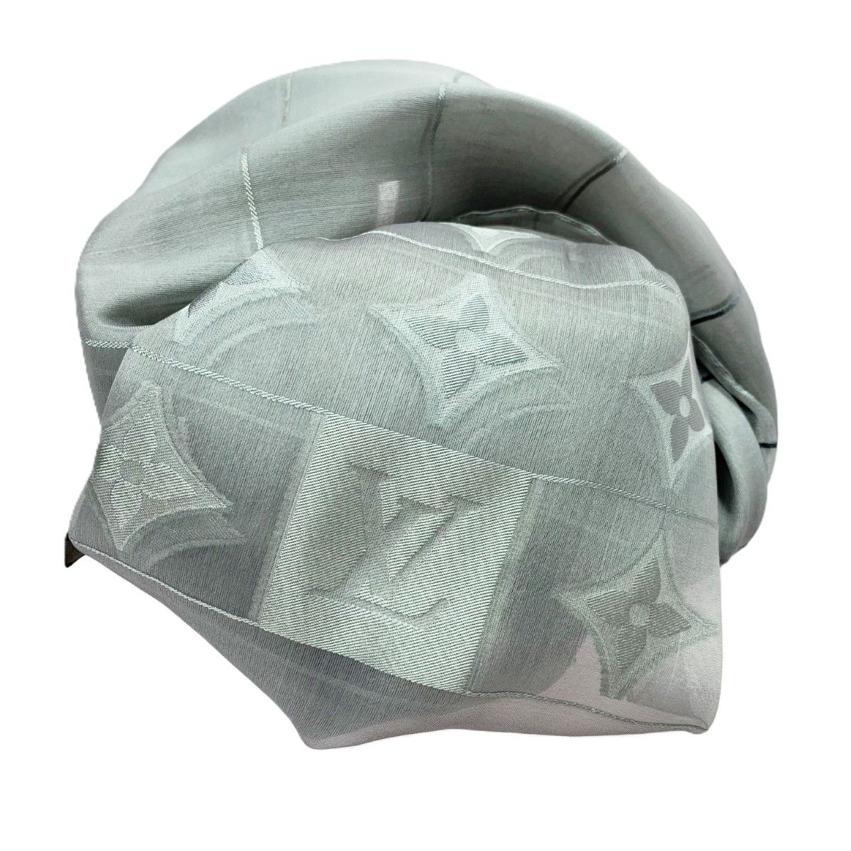 Louis Vuitton Lace Shawl Monogram Pattern Silk Cm Gray Scarf — view 5