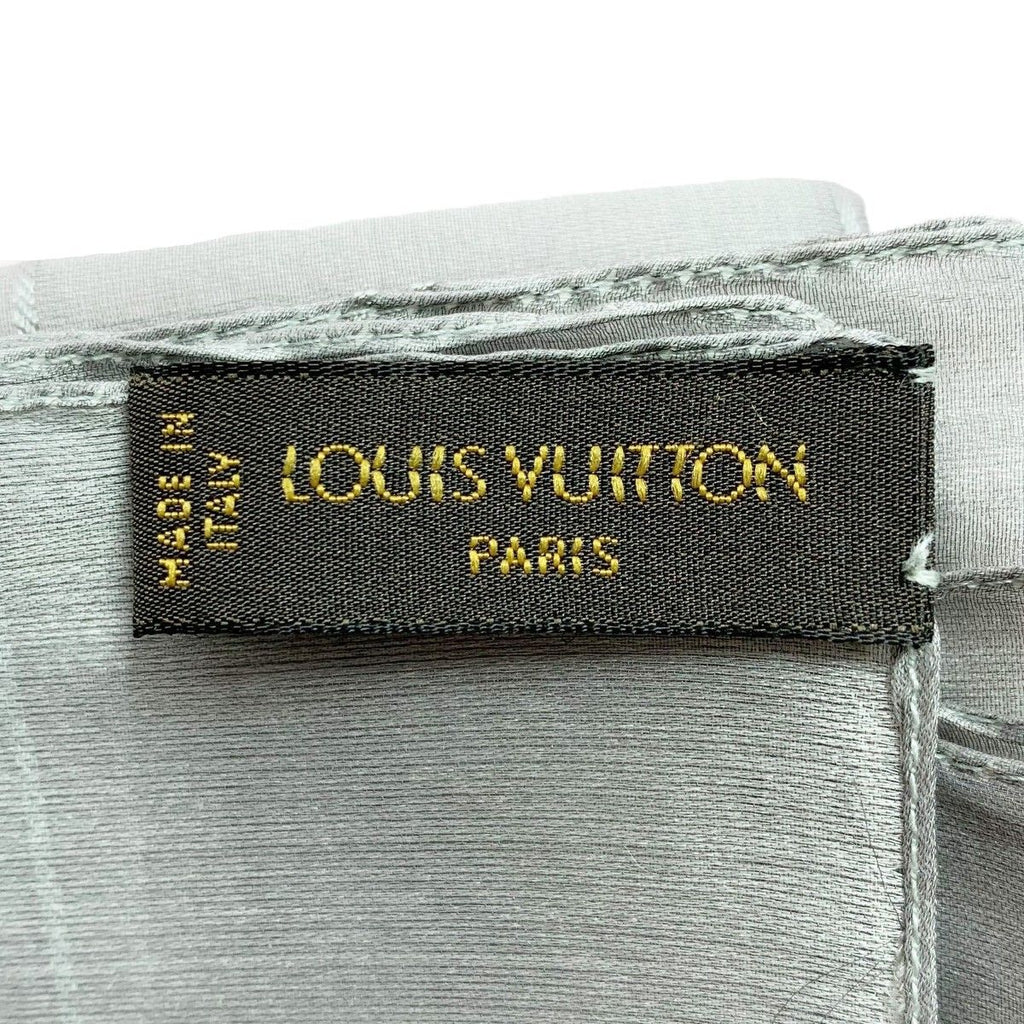 Louis Vuitton Lace Shawl Monogram Pattern Silk Cm Gray Scarf — view 6