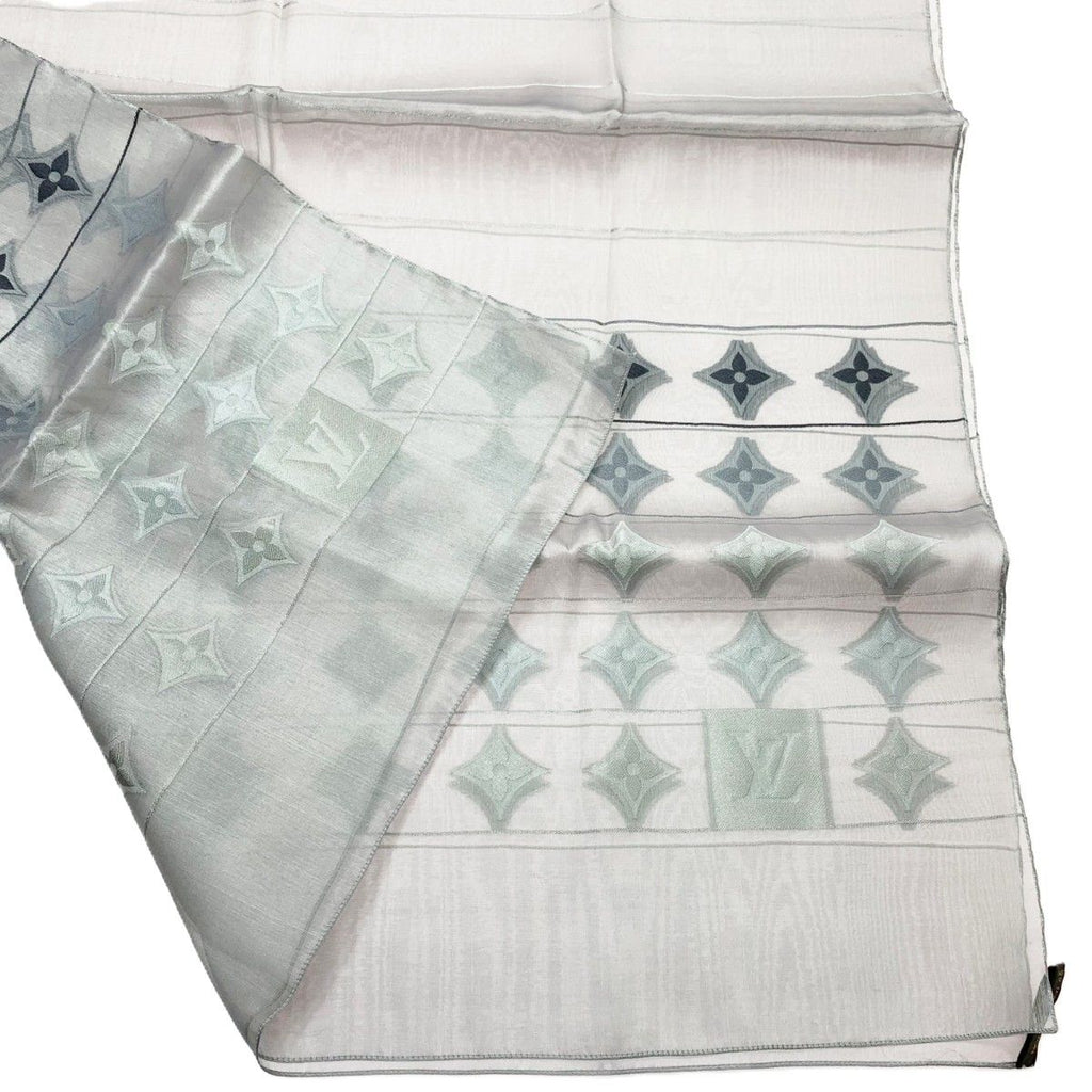 Louis Vuitton Lace Shawl Monogram Pattern Silk Cm Gray Scarf — view 3
