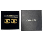 Chanel CC Logo Earrings Plated Gold Vintage Lava Boxed