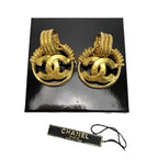 Chanel CC Logo Earrings Gold Vintage