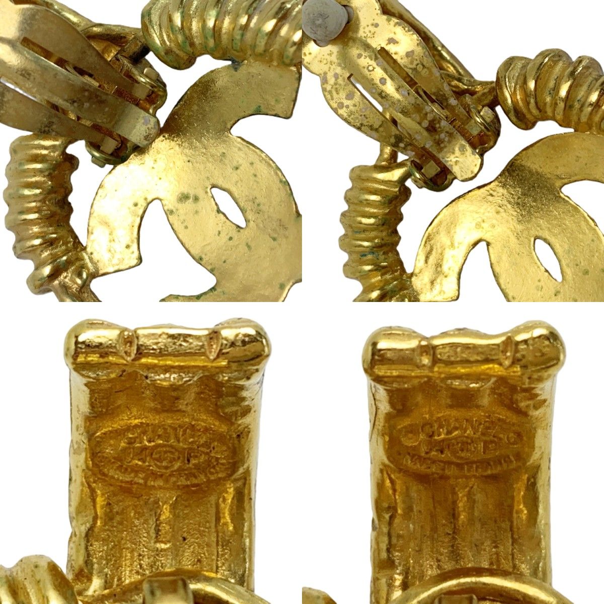 Chanel CC Logo Earrings Gold Vintage — view 5