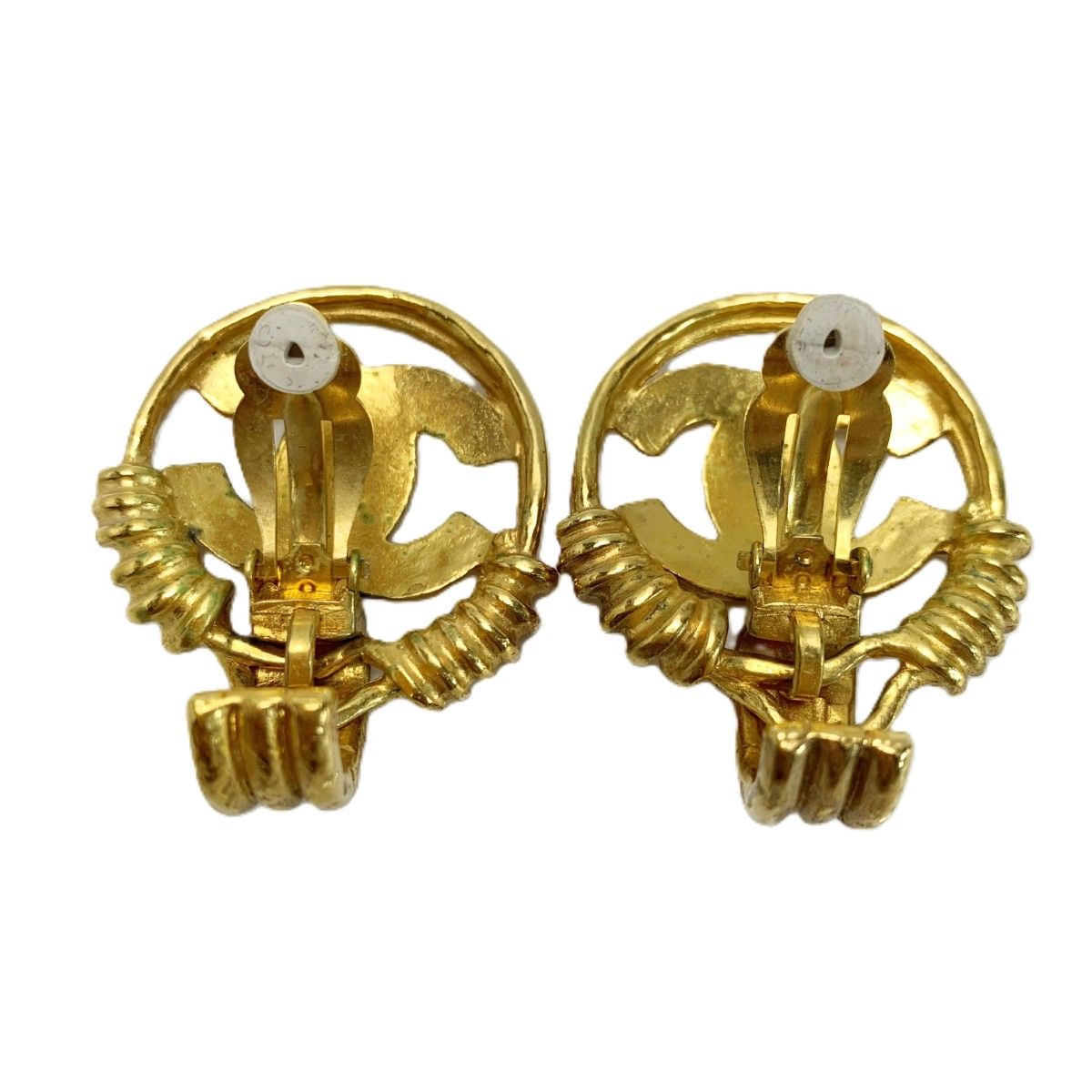 Chanel CC Logo Earrings Gold Vintage — view 4