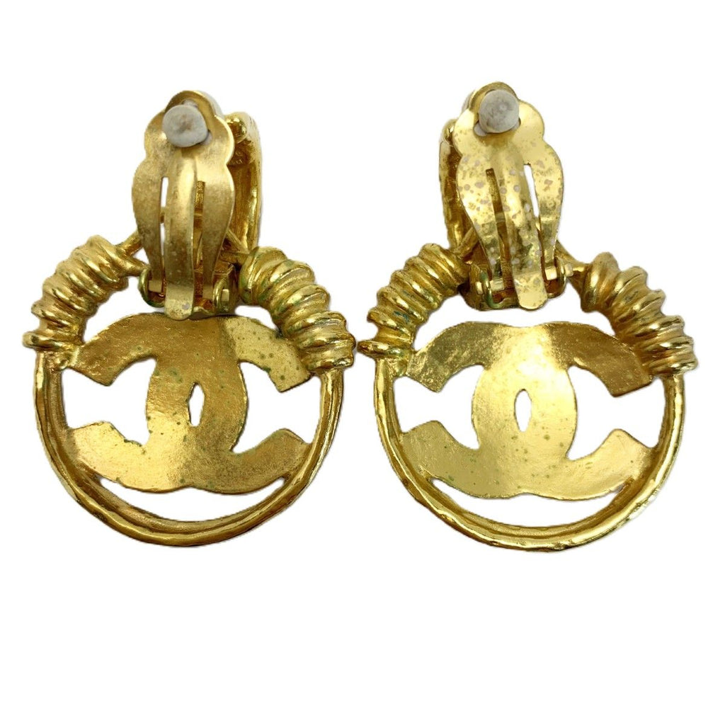 Chanel CC Logo Earrings Gold Vintage — view 3