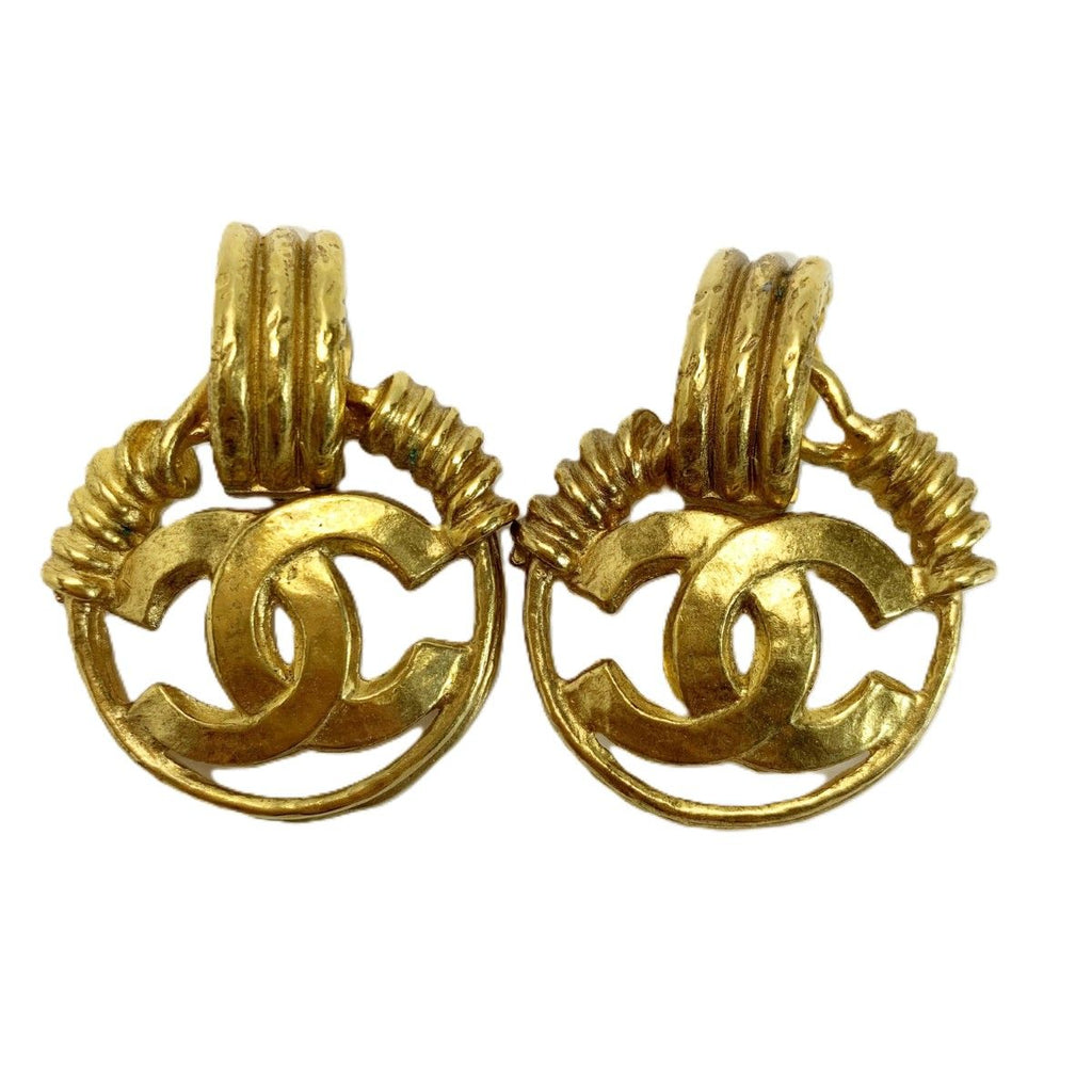 Chanel CC Logo Earrings Gold Vintage — view 2