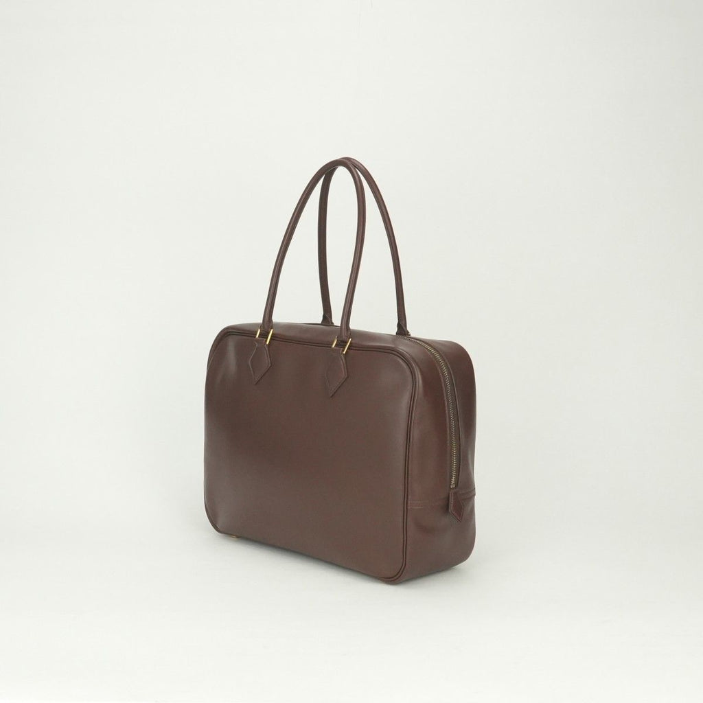 Hermes Plume 32 Tote Box Calf Brown Gold Handbag Business — view 2