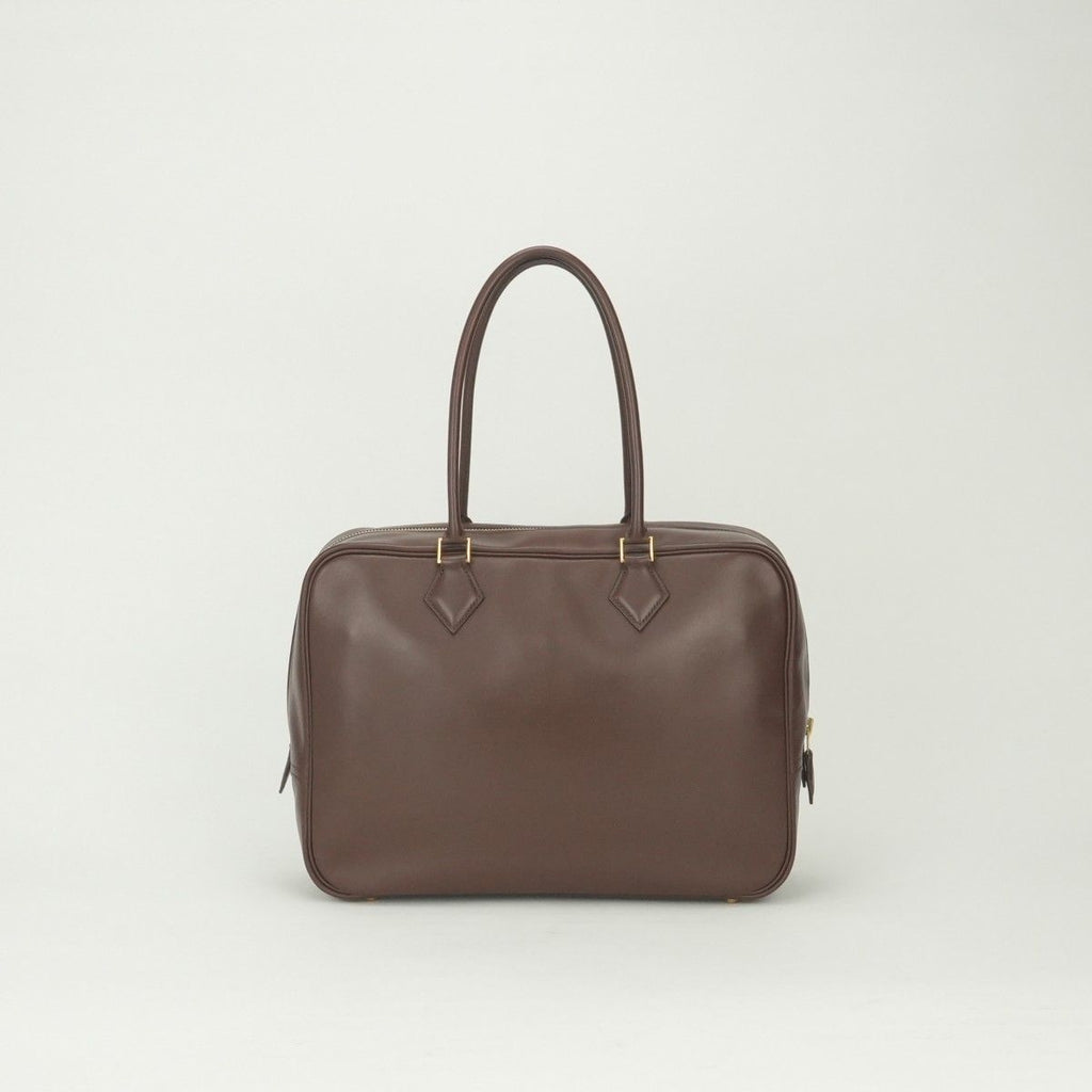 Hermes Plume 32 Tote Box Calf Brown Gold Handbag Business — view 3