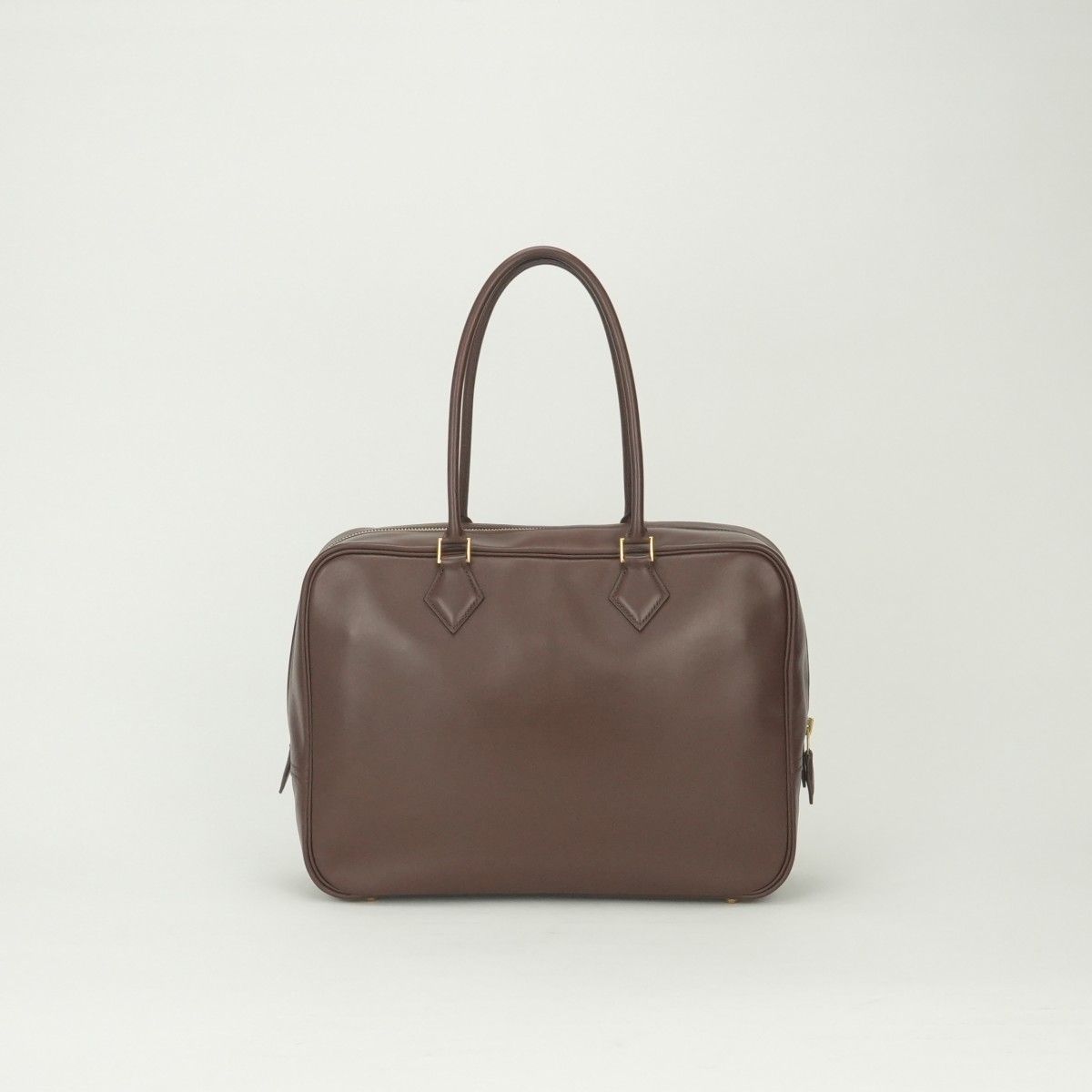 Hermes Plume 32 Tote Box Calf Brown Gold Handbag Business — view 3