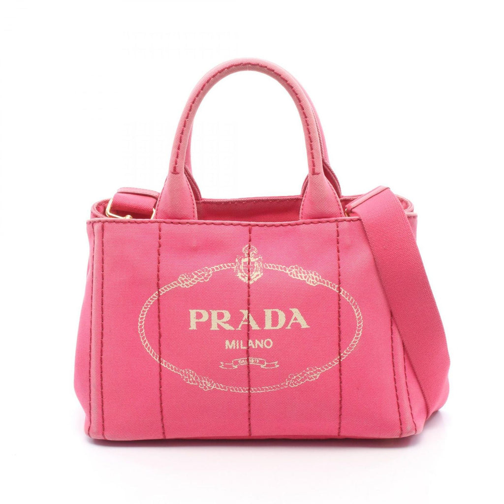 Prada Tote Canapa Mini 2-Way Pink Canvas