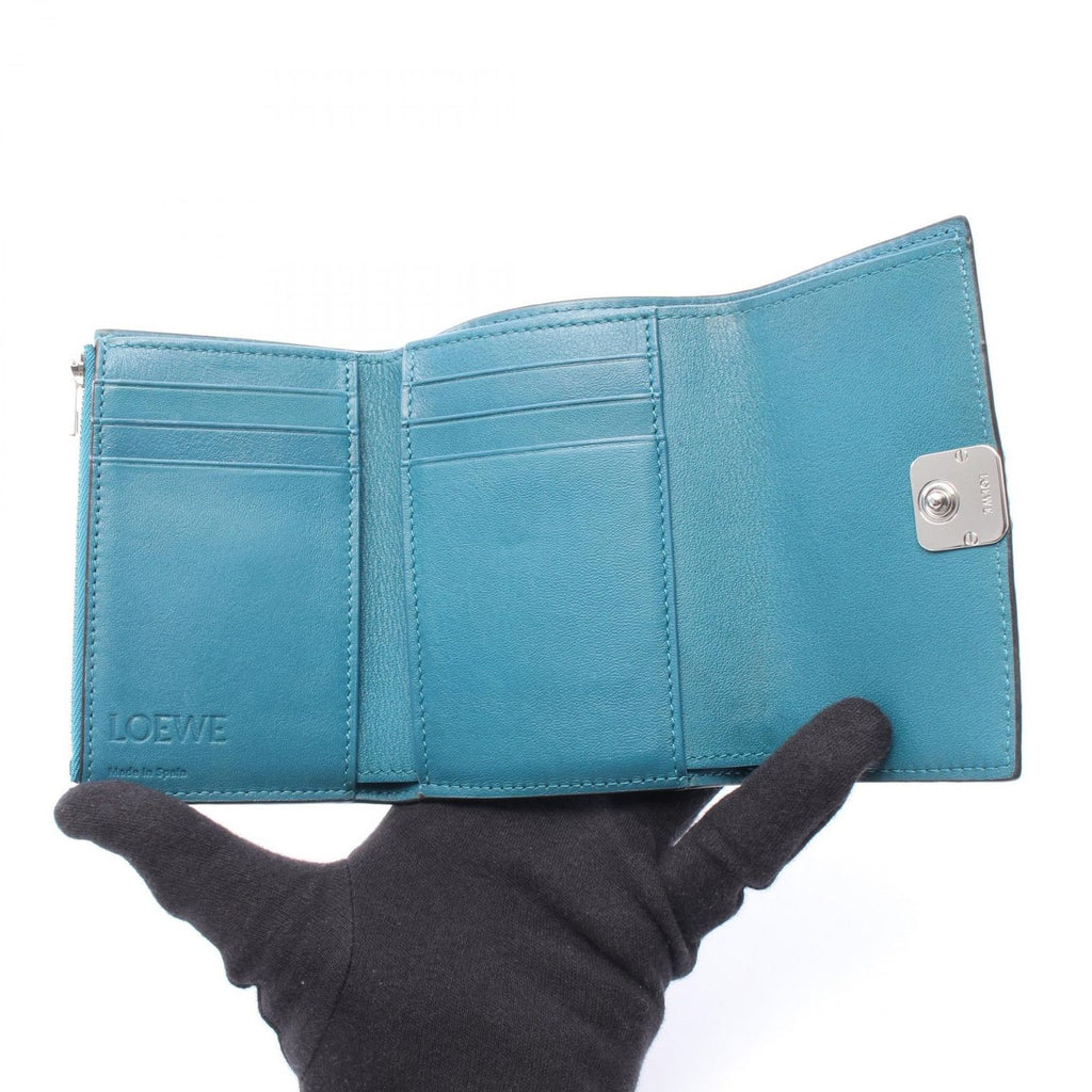 Loewe Trifold Wallet Anagram Vertical Small Blue Leather — view 3