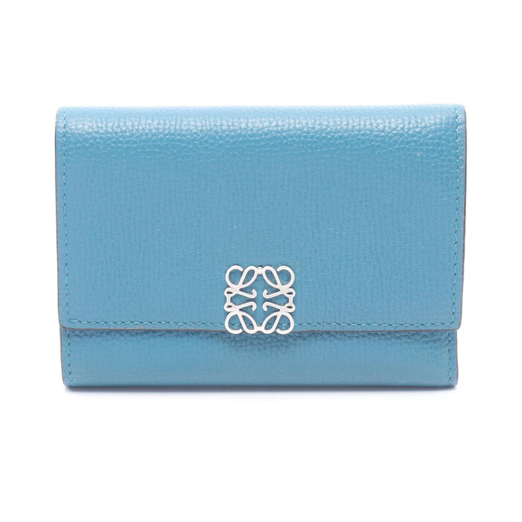Loewe Trifold Wallet Anagram Vertical Small Blue Leather