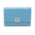 Loewe Trifold Wallet Anagram Vertical Small Blue Leather