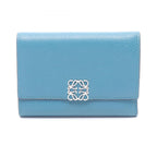 Loewe Trifold Wallet Anagram Vertical Small Blue Leather