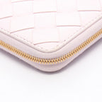 Bottega Veneta Round Wallet Intrecciato Light Pink Leather Compact Zip Around — view 9