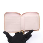 Bottega Veneta Round Wallet Intrecciato Light Pink Leather Compact Zip Around — view 3