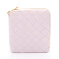 Bottega Veneta Round Wallet Intrecciato Light Pink Leather Compact Zip Around