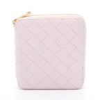 Bottega Veneta Round Wallet Intrecciato Light Pink Leather Compact Zip Around