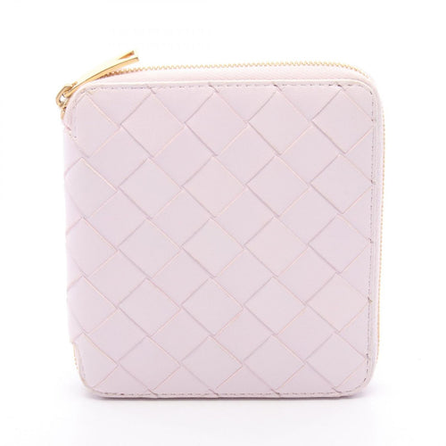 Bottega Veneta Round Wallet Intrecciato Light Pink Leather Compact Zip Around
