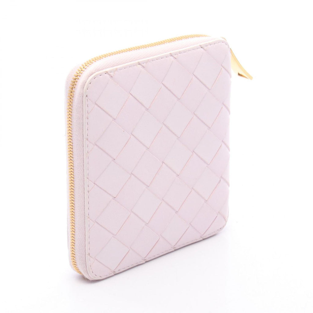 Bottega Veneta Round Wallet Intrecciato Light Pink Leather Compact Zip Around — view 2
