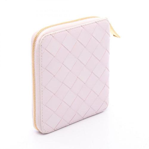 Bottega Veneta Round Wallet Intrecciato Light Pink Leather Compact Zip Around — view 2