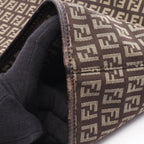 Fendi Tote Zucchino Beige Dark Brown Canvas Leather — view 7