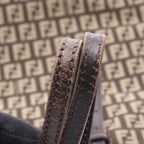 Fendi Tote Zucchino Beige Dark Brown Canvas Leather — view 5