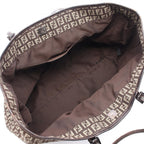 Fendi Tote Zucchino Beige Dark Brown Canvas Leather — view 3