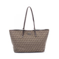 Fendi Tote Zucchino Beige Dark Brown Canvas Leather