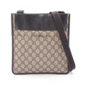 Gucci Shoulder Bag GG Supreme Beige Dark Brown Canvas Leather