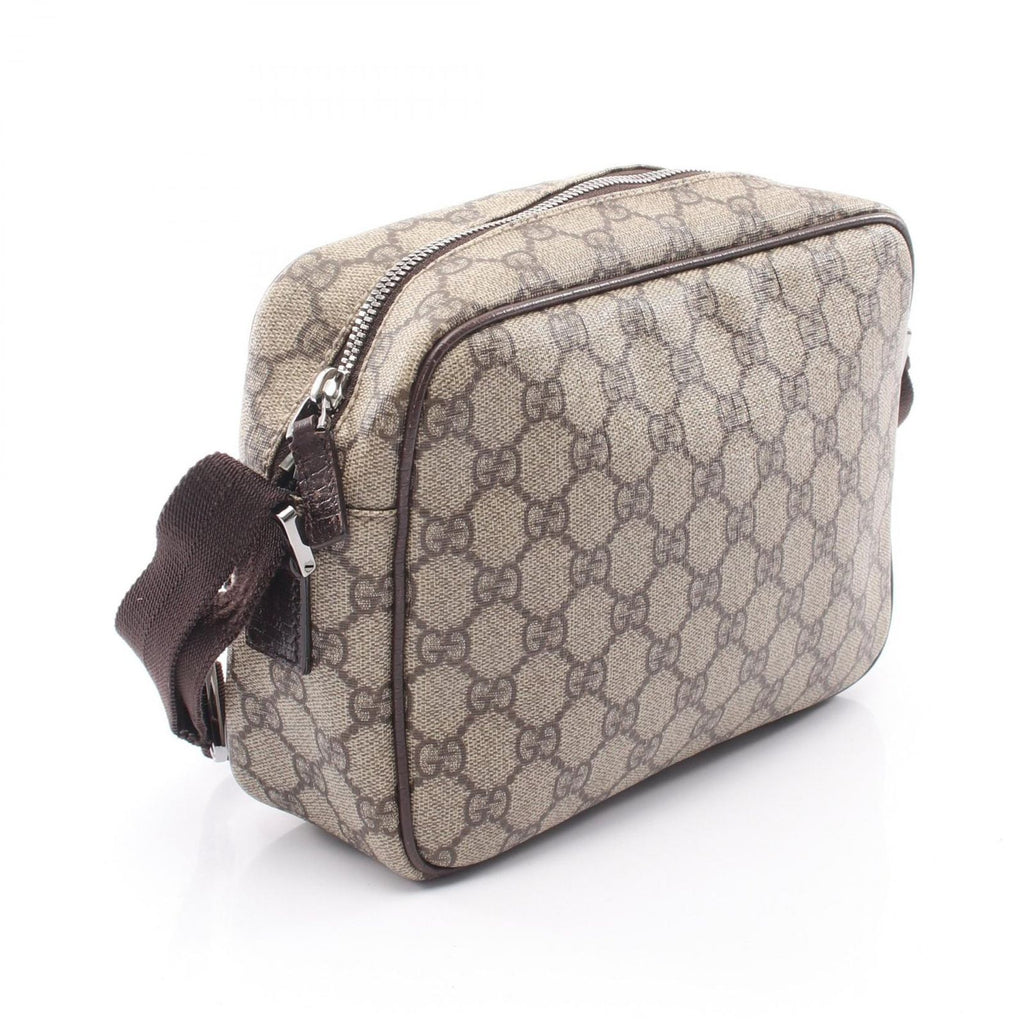 Gucci Shoulder Bag GG Supreme Beige Dark Brown Canvas Leather — view 2