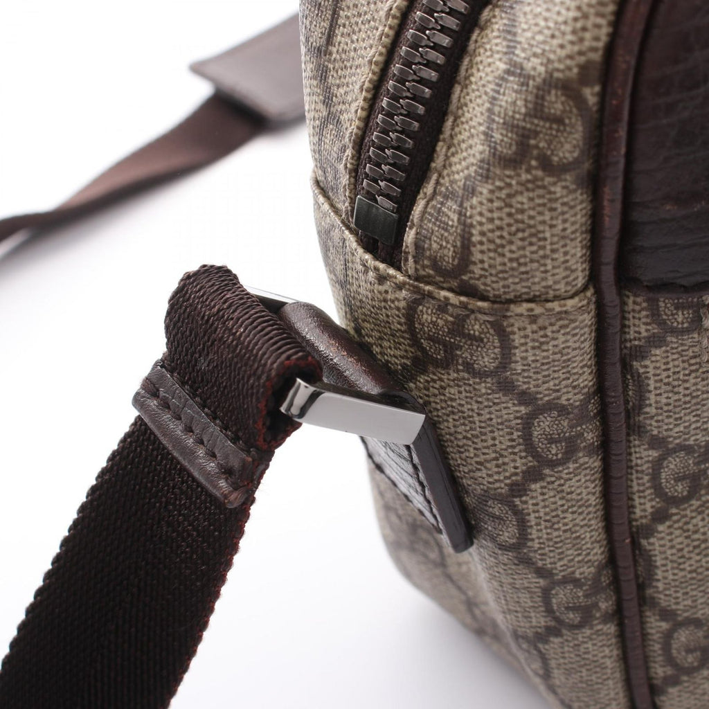 Gucci Shoulder Bag GG Supreme Beige Dark Brown Canvas Leather — view 8