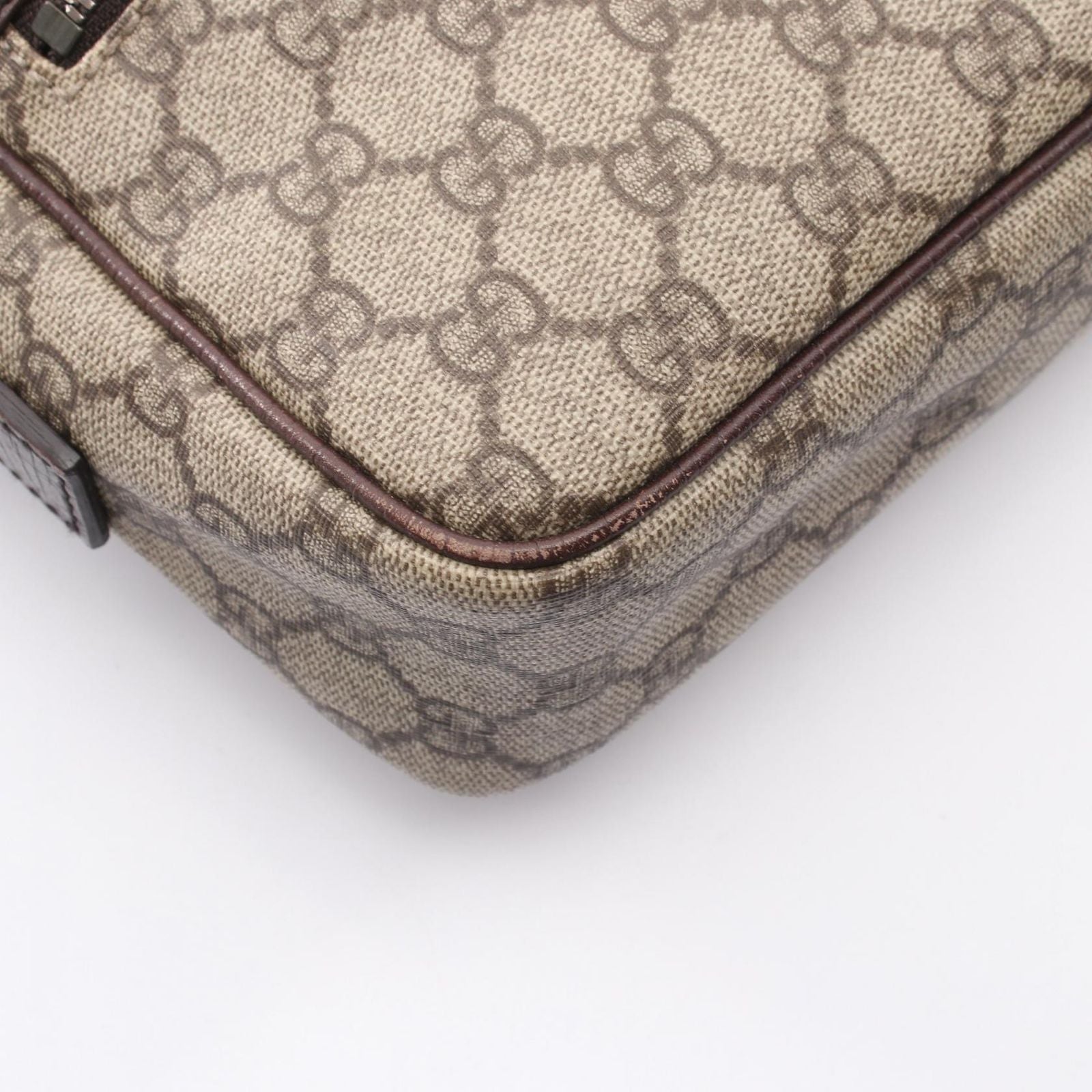 Gucci Shoulder Bag GG Supreme Beige Dark Brown Canvas Leather — view 6