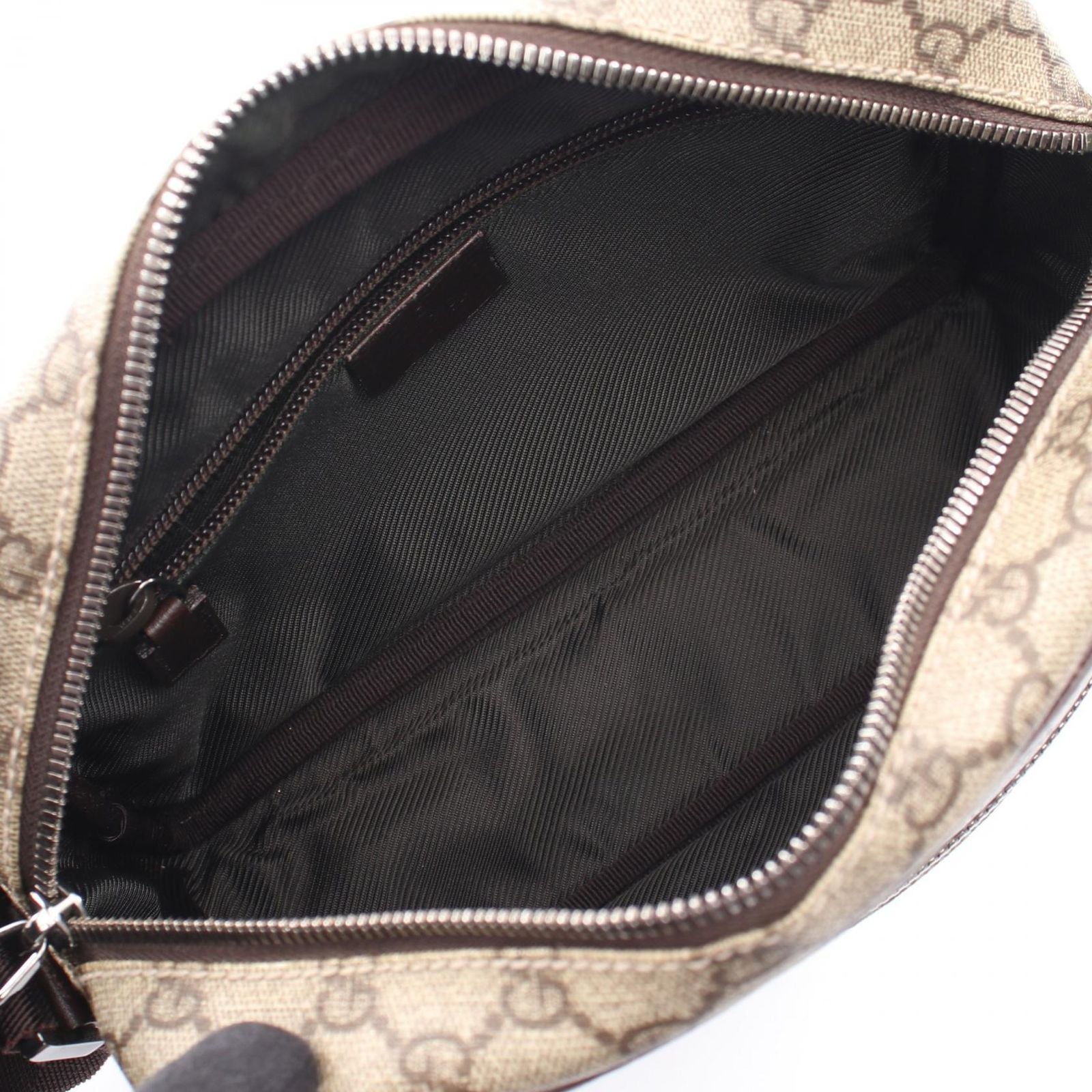 Gucci Shoulder Bag GG Supreme Beige Dark Brown Canvas Leather — view 3