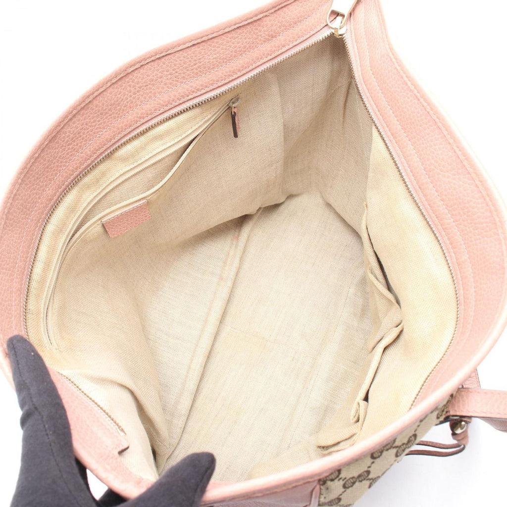 Gucci Tote Bree Beige Pink Canvas Leather — view 3