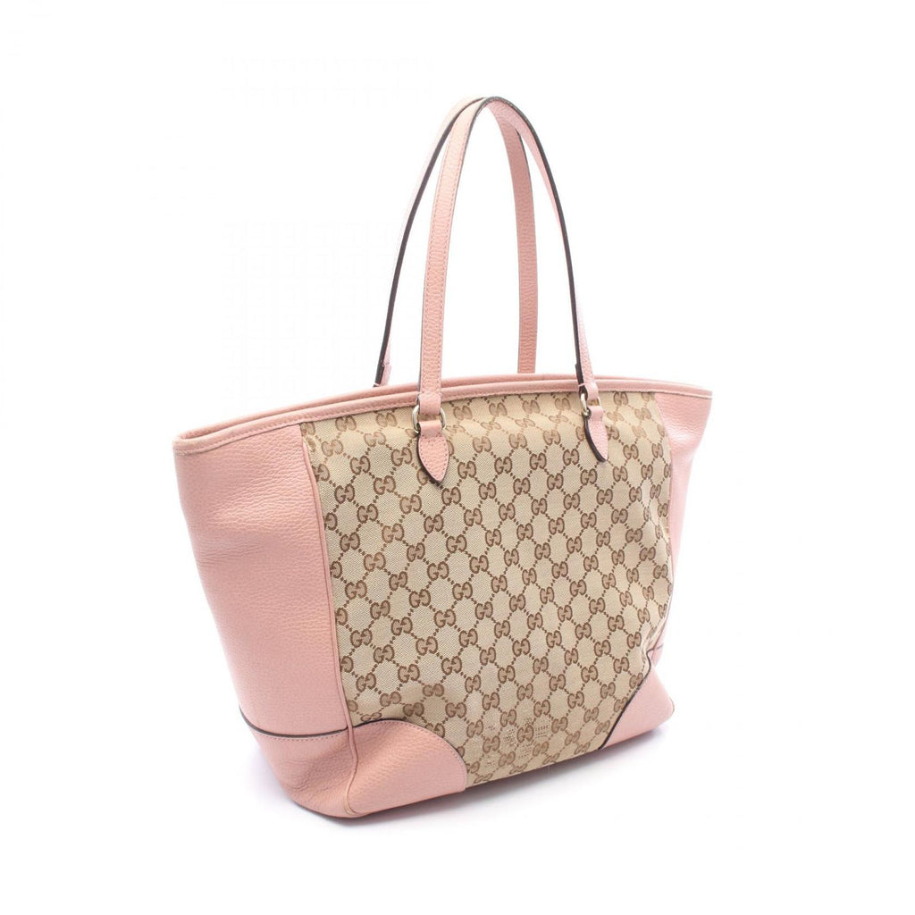 Gucci Tote Bree Beige Pink Canvas Leather — view 2