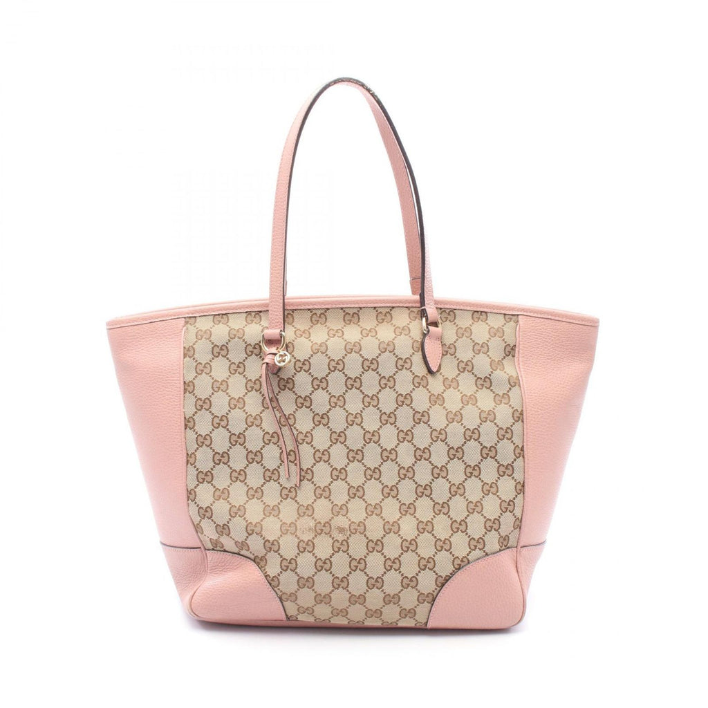 Gucci Tote Bree Beige Pink Canvas Leather