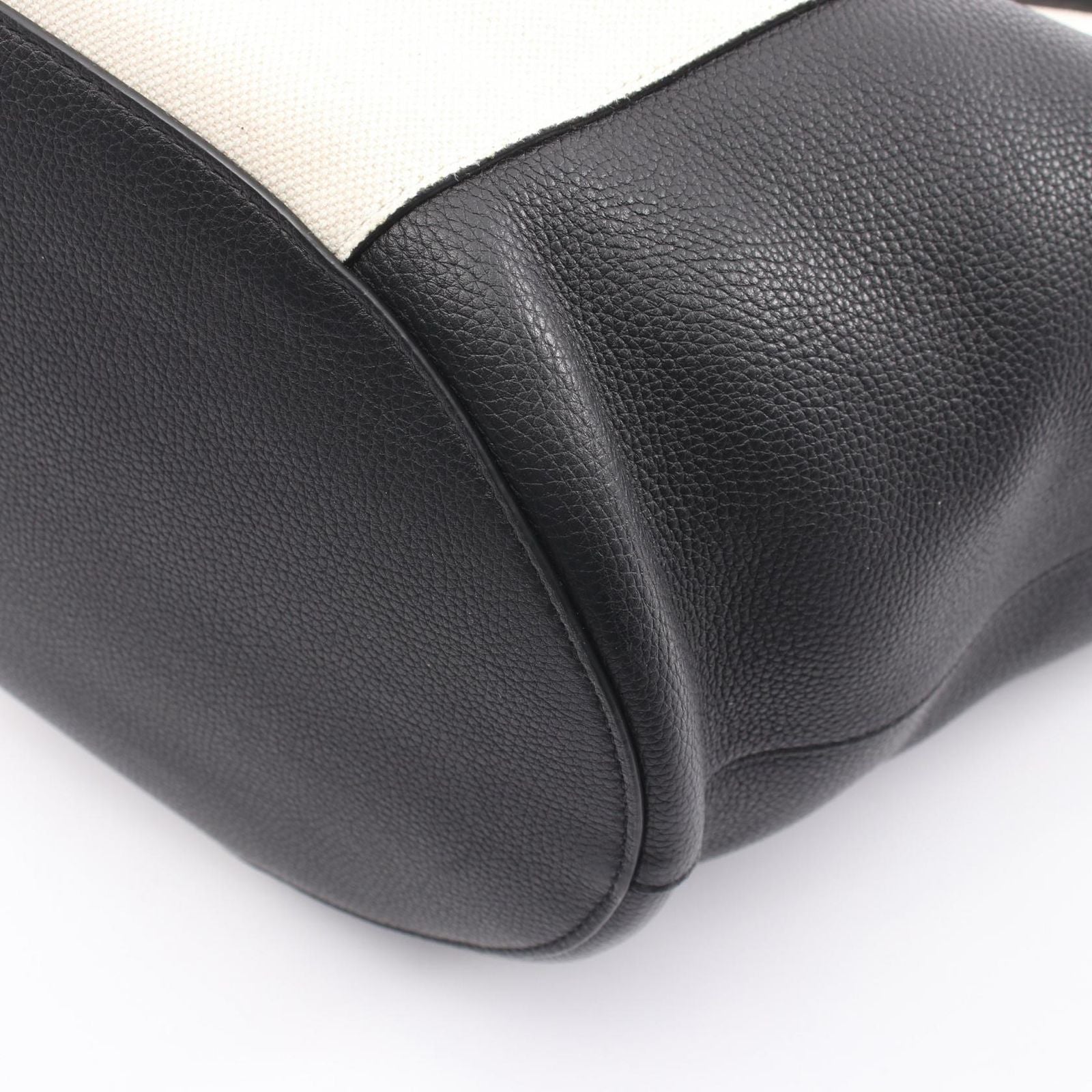 Bottega Veneta Tote Basket Ivory Black Canvas Leather — view 5