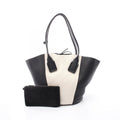 Bottega Veneta Tote Basket Ivory Black Canvas Leather