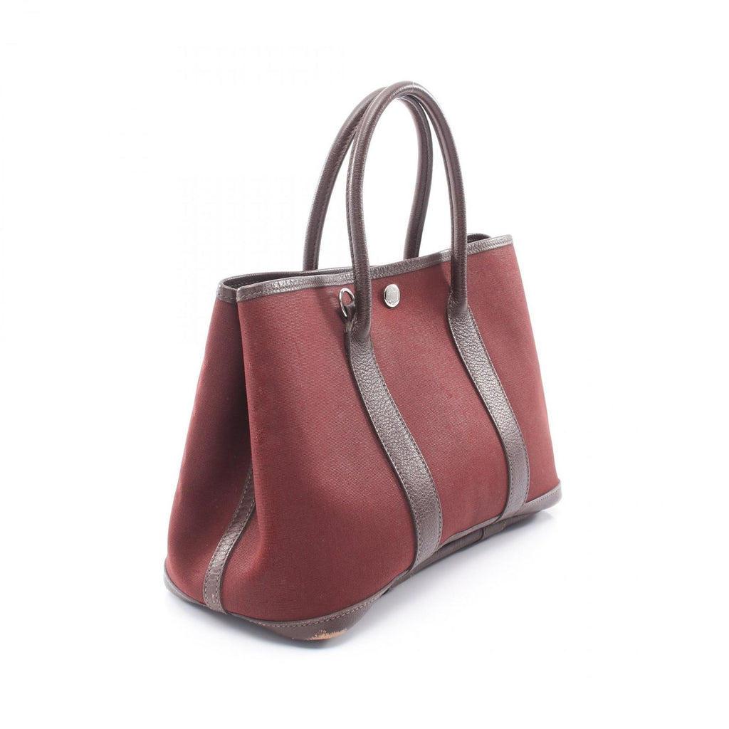 Hermes Tote Garden Party TPM 2-Way Rouge Ash Bordeaux Canvas Leather TPM — view 2